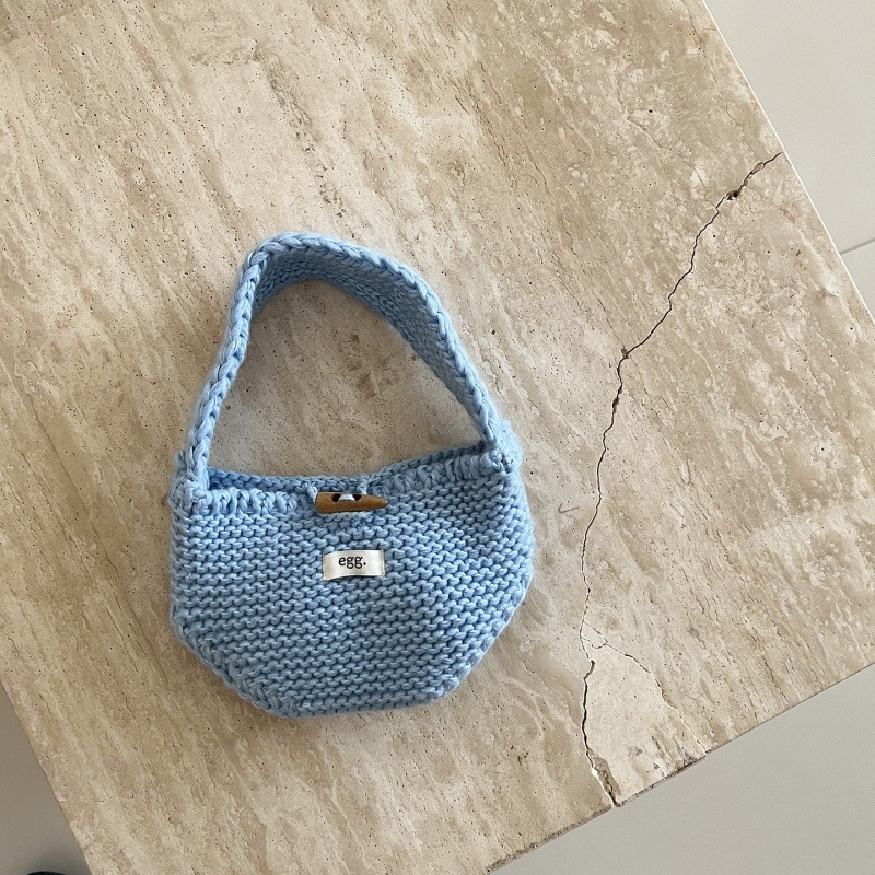 Dječja pletena torbica za novčanik s gumbom u obliku roga, za djevojčice u osnovnoj školi, zima 2025, akrilna vlakna, podstava od vune, dječji i sladak stil