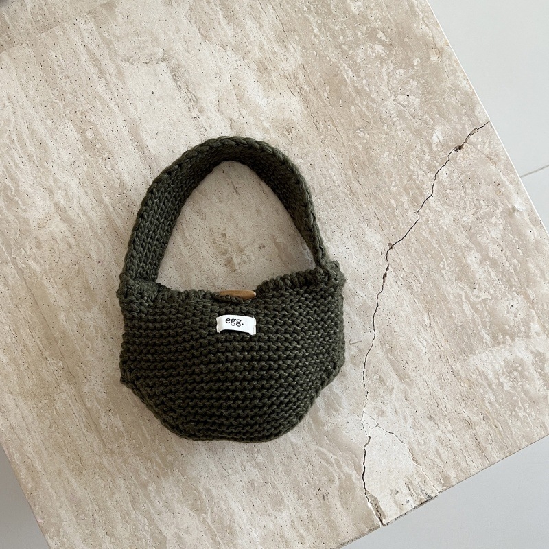 Dječja pletena torbica za novčanik s gumbom u obliku roga, za djevojčice u osnovnoj školi, zima 2025, akrilna vlakna, podstava od vune, dječji i sladak stil