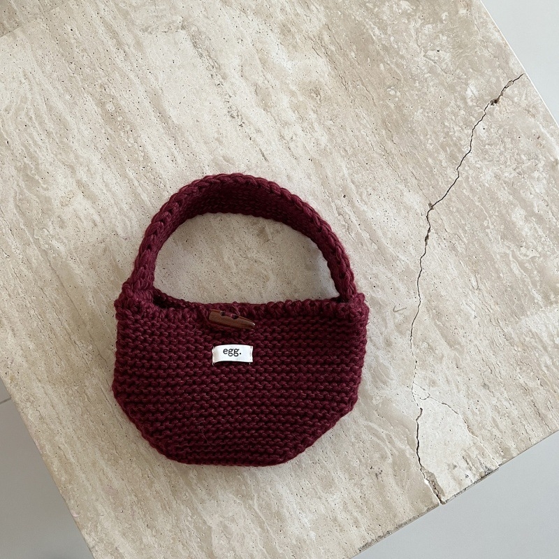 Dječja pletena torbica za novčanik s gumbom u obliku roga, za djevojčice u osnovnoj školi, zima 2025, akrilna vlakna, podstava od vune, dječji i sladak stil