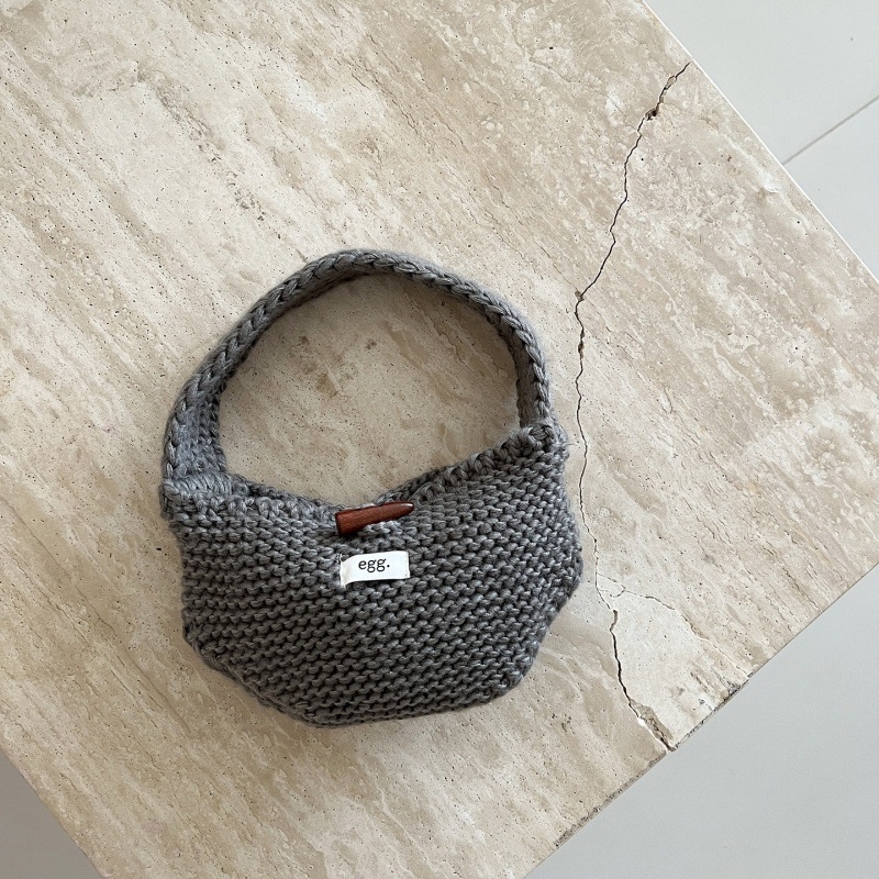 Dječja pletena torbica za novčanik s gumbom u obliku roga, za djevojčice u osnovnoj školi, zima 2025, akrilna vlakna, podstava od vune, dječji i sladak stil