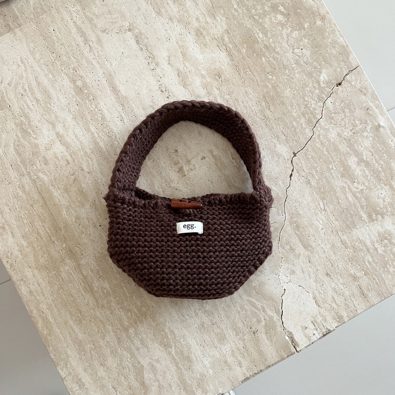 Dječja pletena torbica za novčanik s gumbom u obliku roga, za djevojčice u osnovnoj školi, zima 2025, akrilna vlakna, podstava od vune, dječji i sladak stil