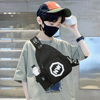 Dječja crossbody torba za putovanje, lagana, najlon materijal, uzorak s slovima, unisex, jedna naramenica, dječji stil