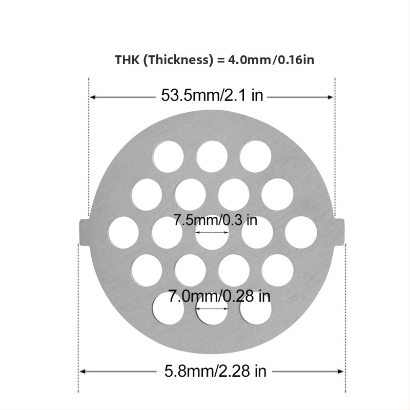 Pribor za kućnu mesnu mljevaču: nehrđajući čelik – oštrica i mrežasta ploča (58×58×4 mm)