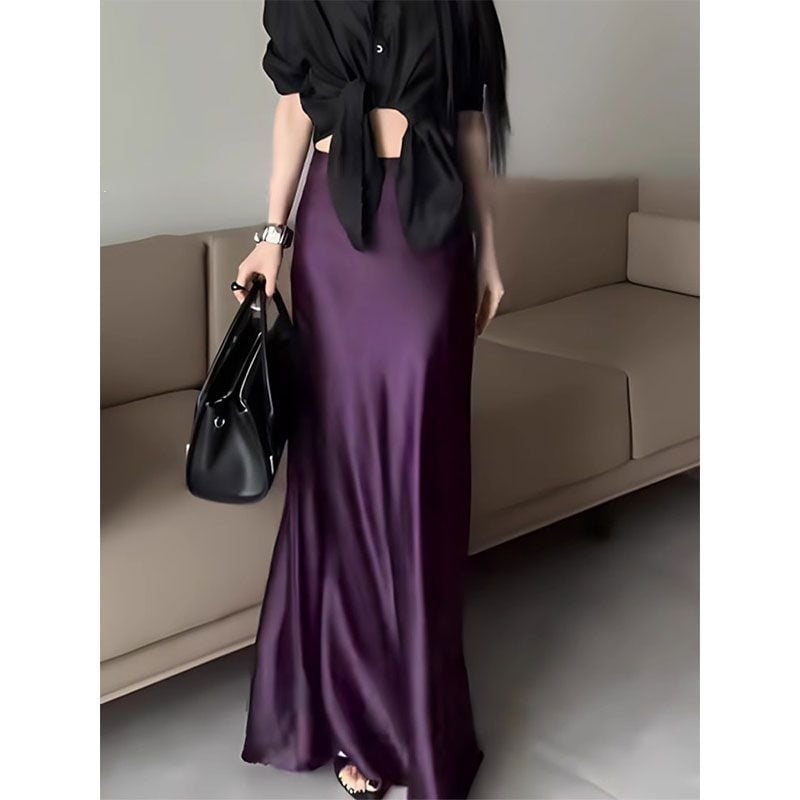 Пола с форма на русалка (фиштейл) и висока талия, дълга, полиестерна