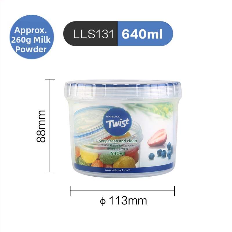 Lock okrugla plastična kutija za skladištenje hrane za voće i povrće, korejski stil, kapacitet 301-500 ml