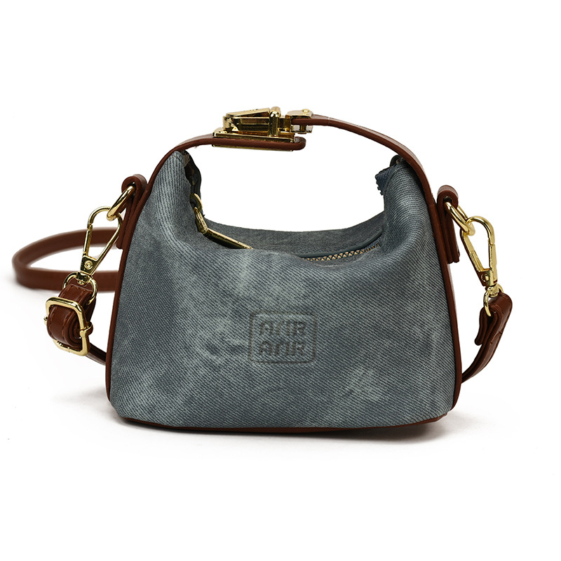 PU mini denim crossbody torba za žene – moderan stil, jednobojna, s proširenim kapacitetom i podstavom od poliester-bavla