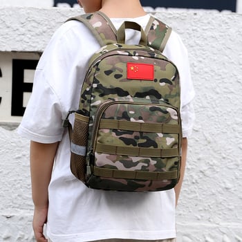 Laste kamuflaaziga seljakott poistele, Oxford-kangast, hingav, ultra-kerg, kulumiskindel, öise nähtavuse jaoks reflektoritega, kumerad õlarihmad