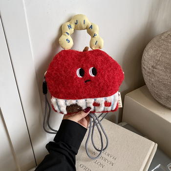 Dječja pliš torbica za telefon s cartoon dizajnom, crossbody remen, unisex, vodootporna, prostor za novac, geometrijski uzorak, za učenike osnovne škole, zimsko izdanje 2025