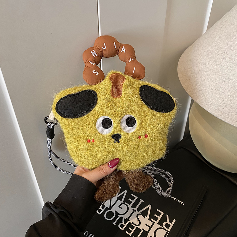 Dječja pliš torbica za telefon s cartoon dizajnom, crossbody remen, unisex, vodootporna, prostor za novac, geometrijski uzorak, za učenike osnovne škole, zimsko izdanje 2025