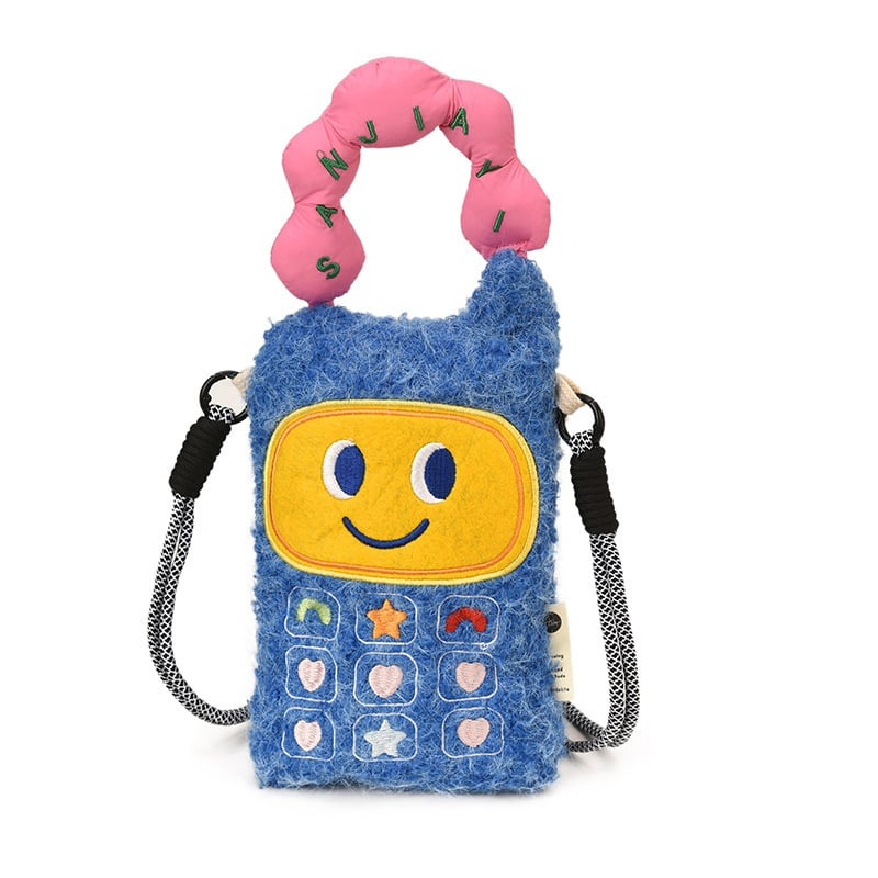 Dječja pliš torbica za telefon s cartoon dizajnom, crossbody remen, unisex, vodootporna, prostor za novac, geometrijski uzorak, za učenike osnovne škole, zimsko izdanje 2025