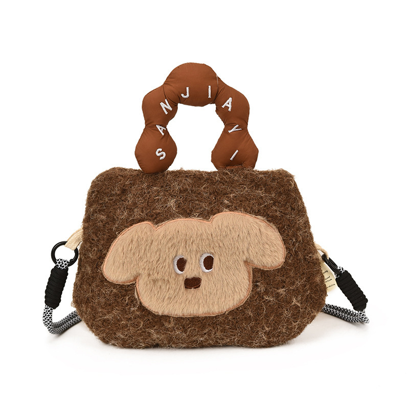 Dječja pliš torbica za telefon s cartoon dizajnom, crossbody remen, unisex, vodootporna, prostor za novac, geometrijski uzorak, za učenike osnovne škole, zimsko izdanje 2025