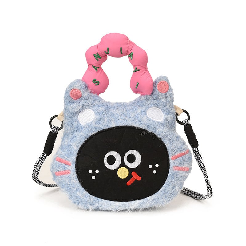 Dječja pliš torbica za telefon s cartoon dizajnom, crossbody remen, unisex, vodootporna, prostor za novac, geometrijski uzorak, za učenike osnovne škole, zimsko izdanje 2025