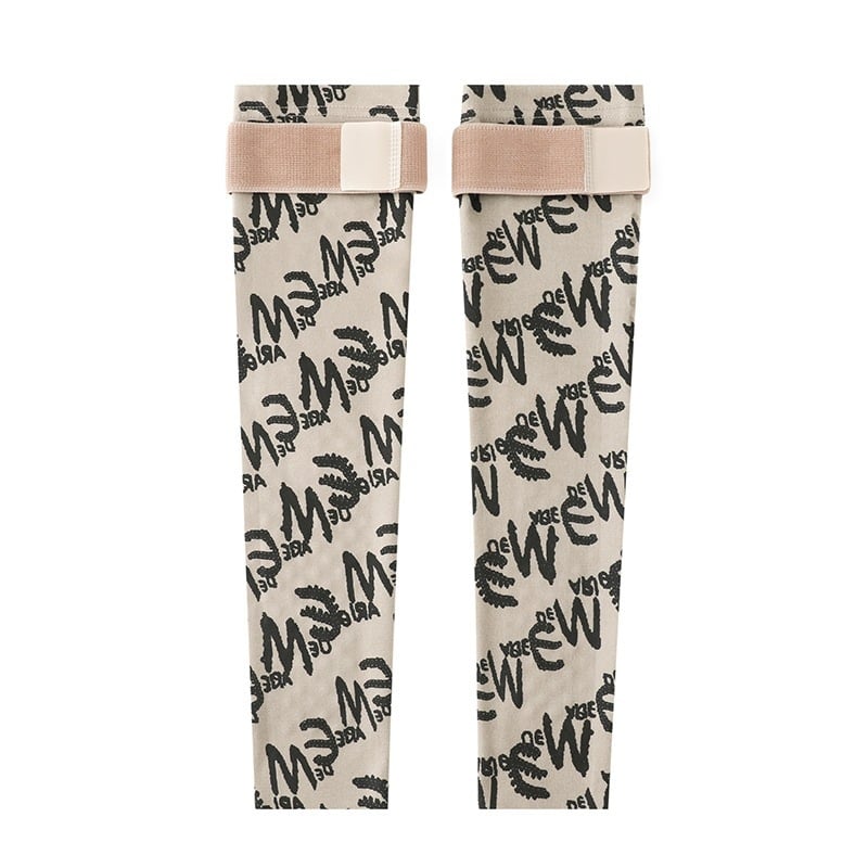 Derong принтирани протектори за прасци с ластик и колянна подложка, универсални, нехлъзгащи се, топли удължени чорапени маншети