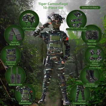 Детска тренировъчна униформа с камуфлажен принт, дишаща тъкан от фин имитационен плат, унисекс, за външни тренировки през пролет, лято и есен