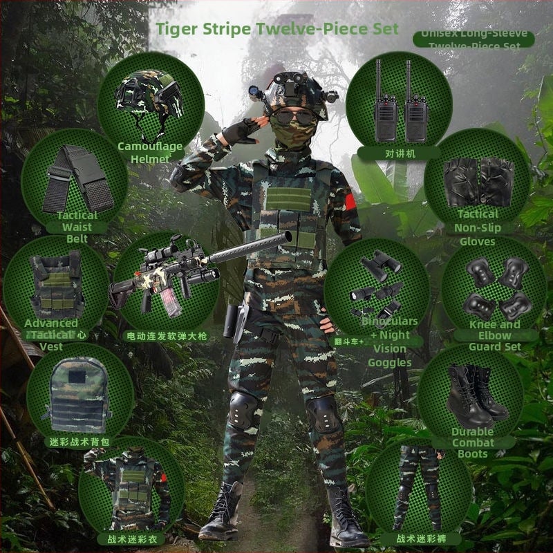 Детска тренировъчна униформа с камуфлажен принт, дишаща тъкан от фин имитационен плат, унисекс, за външни тренировки през пролет, лято и есен