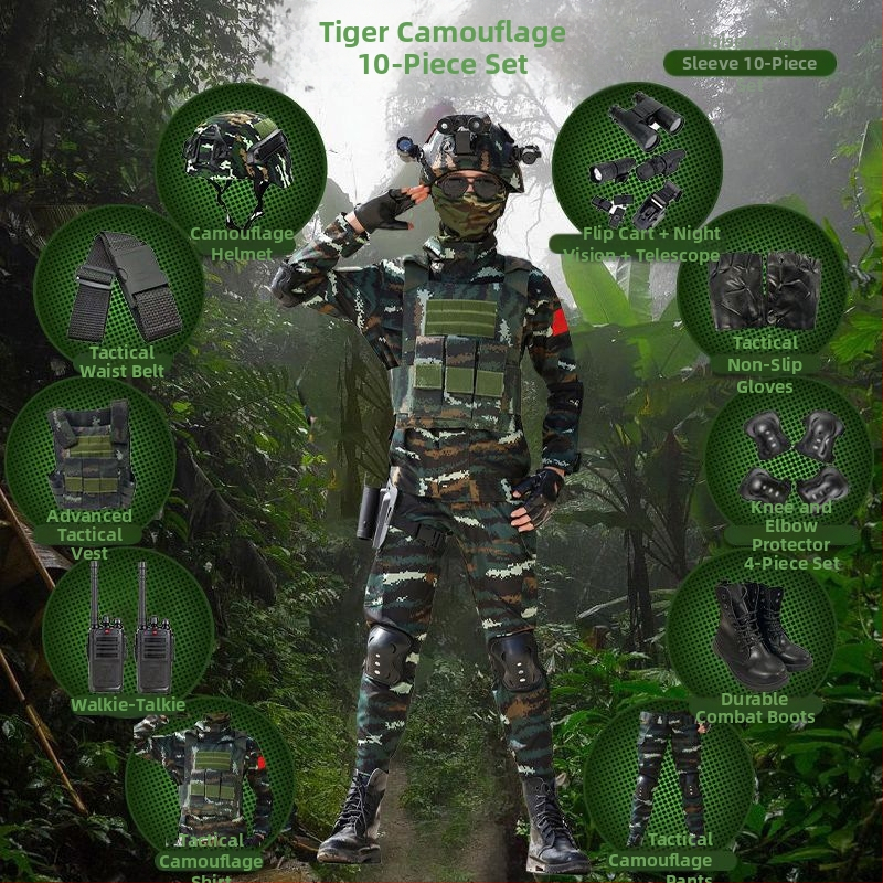 Детска тренировъчна униформа с камуфлажен принт, дишаща тъкан от фин имитационен плат, унисекс, за външни тренировки през пролет, лято и есен