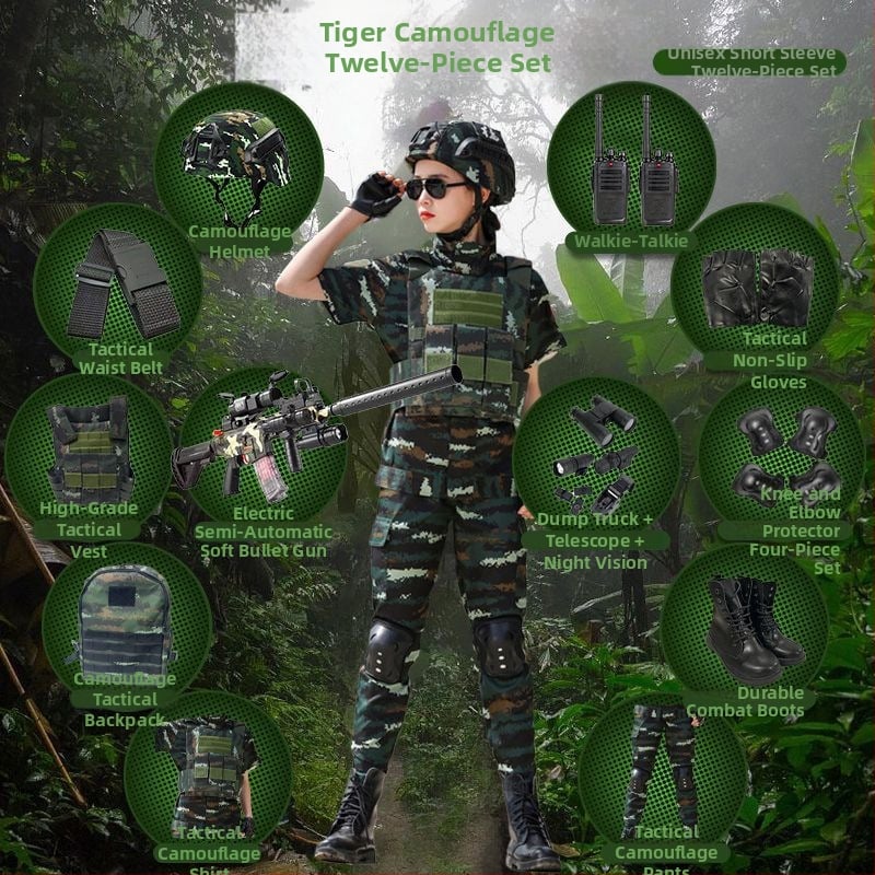 Детска тренировъчна униформа с камуфлажен принт, дишаща тъкан от фин имитационен плат, унисекс, за външни тренировки през пролет, лято и есен