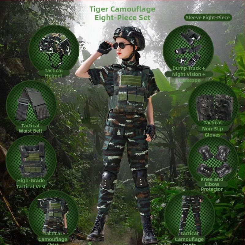 Детска тренировъчна униформа с камуфлажен принт, дишаща тъкан от фин имитационен плат, унисекс, за външни тренировки през пролет, лято и есен