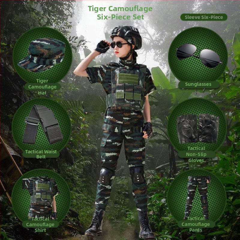 Детска тренировъчна униформа с камуфлажен принт, дишаща тъкан от фин имитационен плат, унисекс, за външни тренировки през пролет, лято и есен