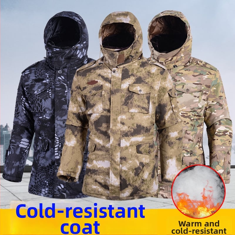Военен мъжки зимен палто, камуфлажен дизайн, водоустойчиво, памучно подплатено, за външни условия