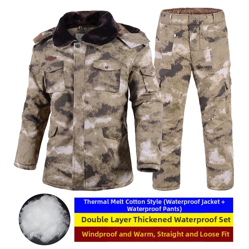 Военен мъжки зимен палто, камуфлажен дизайн, водоустойчиво, памучно подплатено, за външни условия