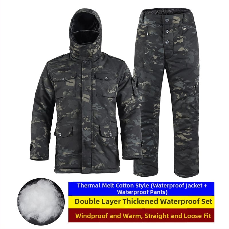 Военен мъжки зимен палто, камуфлажен дизайн, водоустойчиво, памучно подплатено, за външни условия