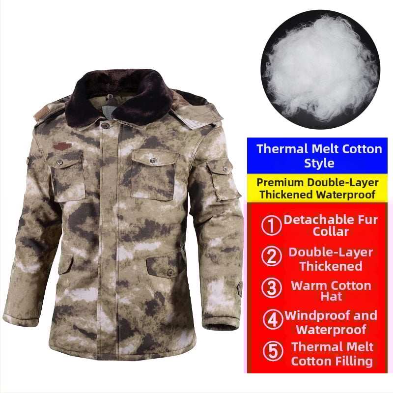 Военен мъжки зимен палто, камуфлажен дизайн, водоустойчиво, памучно подплатено, за външни условия