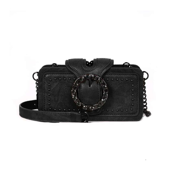 Кроссбоди чанта със синджир – ретро стил, хоризонтална квадратна форма, PU кожа, заключващ механизъм, вътрешни джобове за телефон и лична карта, подплата полиестер