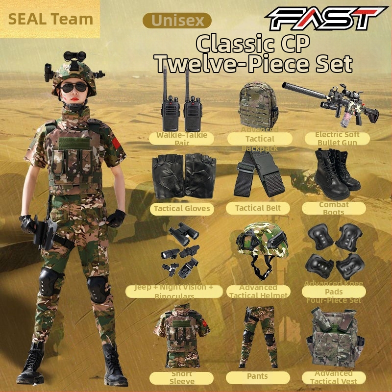 Detský maskovací výcvikový set, unisex, jemná imitácia látky, maskovací vzor, vhodný pre leto, jar a jeseň