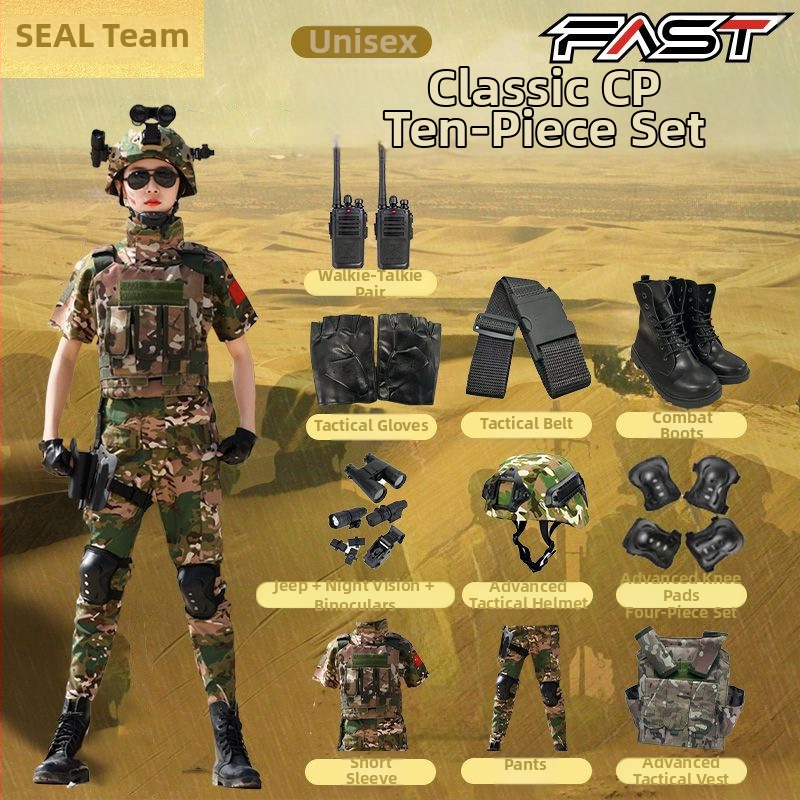 Detský maskovací výcvikový set, unisex, jemná imitácia látky, maskovací vzor, vhodný pre leto, jar a jeseň