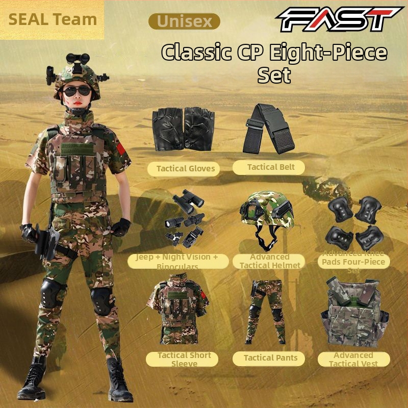 Detský maskovací výcvikový set, unisex, jemná imitácia látky, maskovací vzor, vhodný pre leto, jar a jeseň