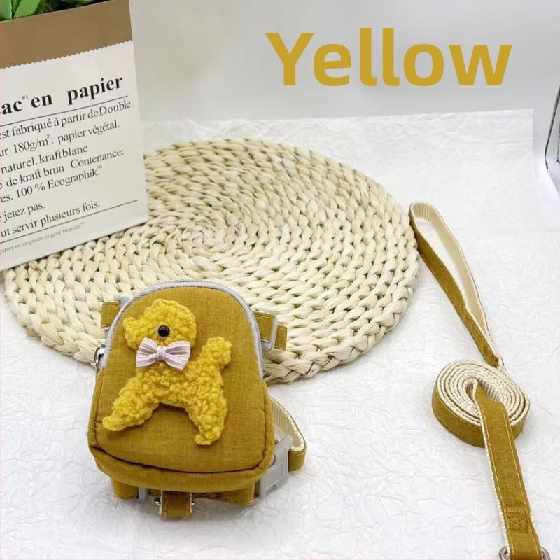 Разтегателна каишка за домашни любимци с раничка и джоб за лакомства за малки кучета, марка Shen Chong Ju, модел 038