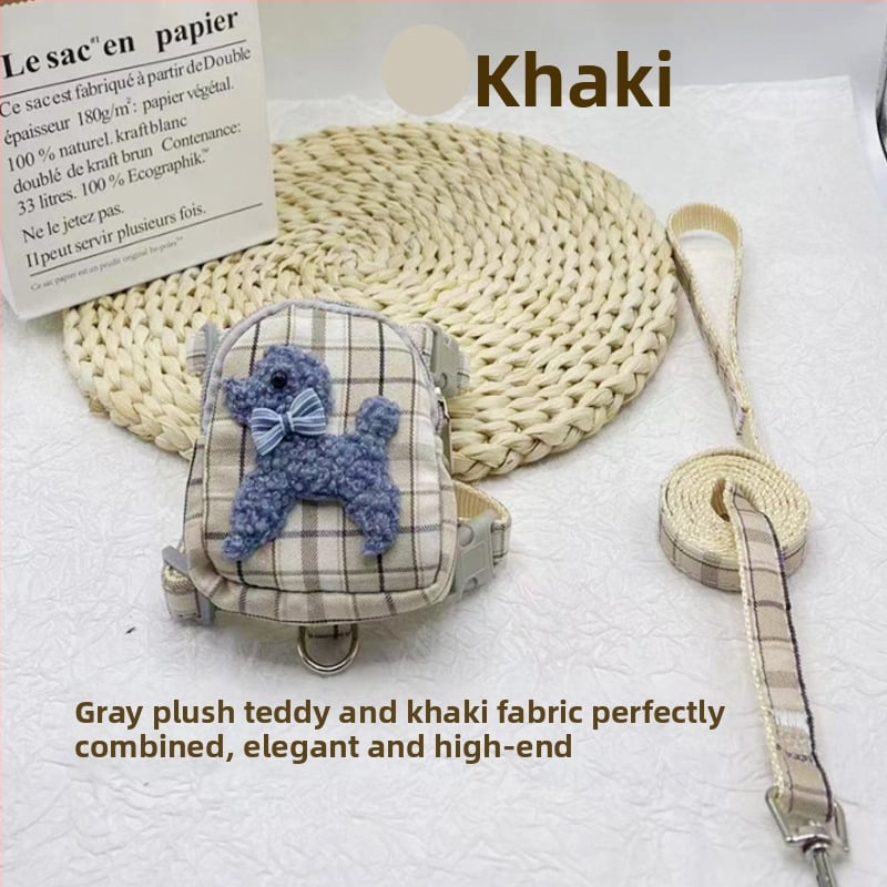 Разтегателна каишка за домашни любимци с раничка и джоб за лакомства за малки кучета, марка Shen Chong Ju, модел 038