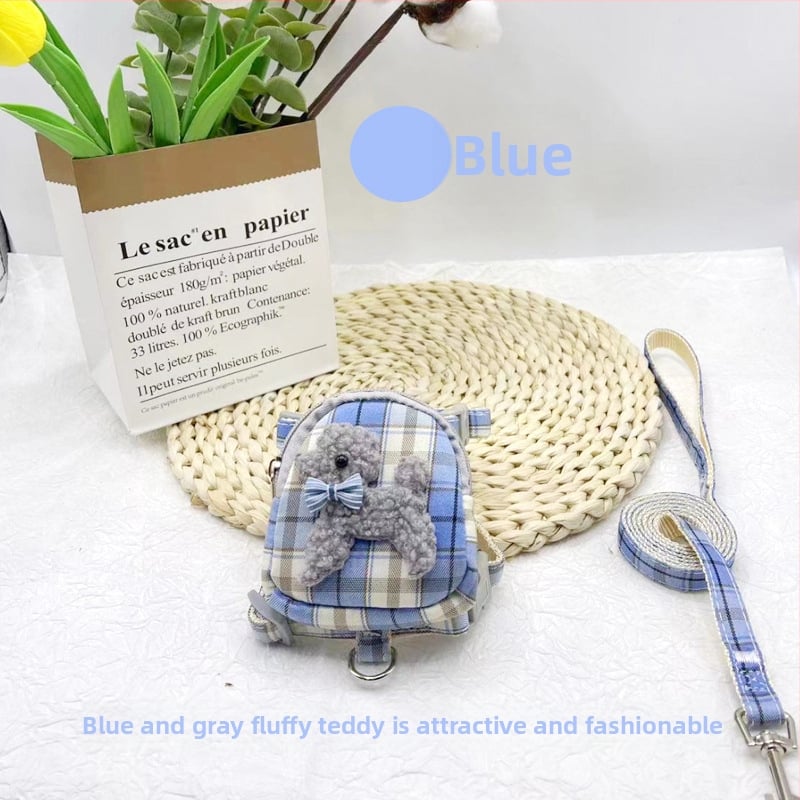 Разтегателна каишка за домашни любимци с раничка и джоб за лакомства за малки кучета, марка Shen Chong Ju, модел 038