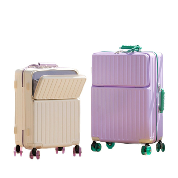 Пътуващ куфар унисекс, с цип, ABS+PC, USB порт за зареждане, предно отваряне