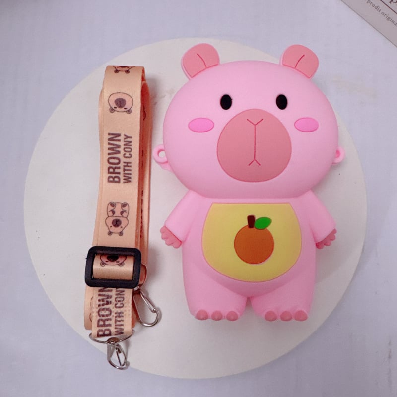 Capybara silikonska torbica za djecu, crossbody — vodootporna, ultra lagana, odjeljak za suho/mokro, bez podstave, za vrtić
