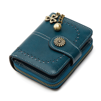 Монетник за жени — PU кожа, цип за монети, отделение за карта, анти-крадба