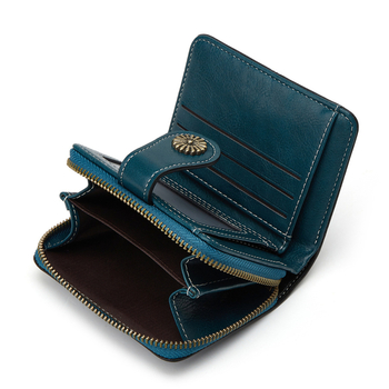 Монетник за жени — PU кожа, цип за монети, отделение за карта, анти-крадба