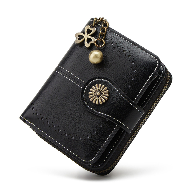 Монетник за жени — PU кожа, цип за монети, отделение за карта, анти-крадба