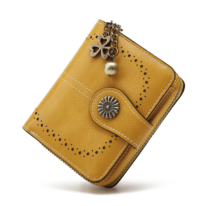 Монетник за жени — PU кожа, цип за монети, отделение за карта, анти-крадба