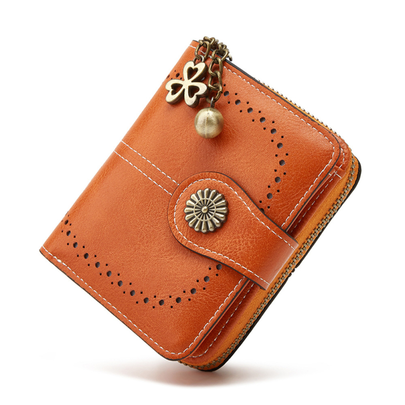 Монетник за жени — PU кожа, цип за монети, отделение за карта, анти-крадба