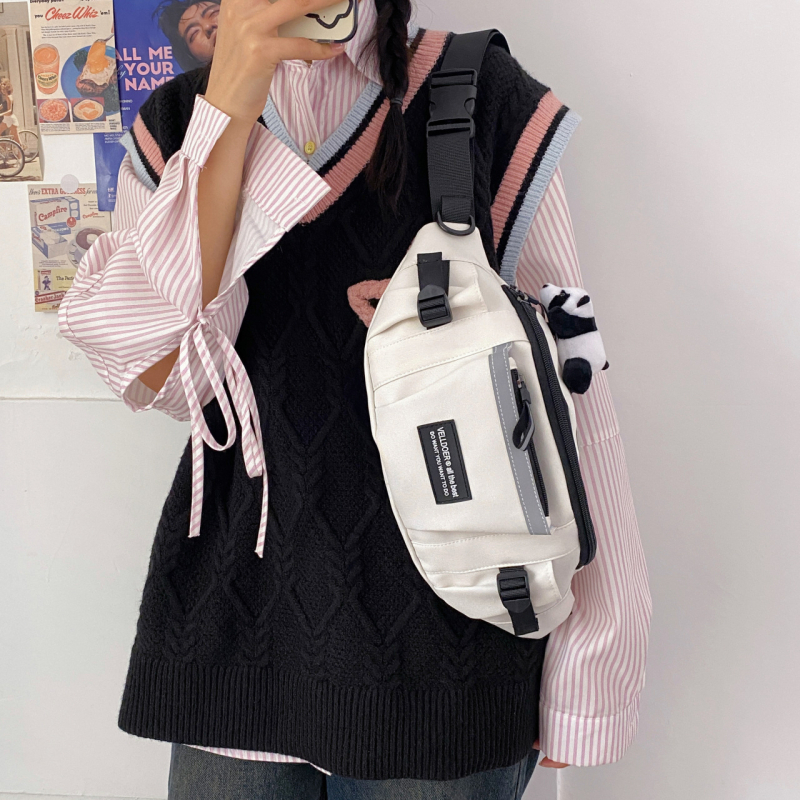 Мъжка гръдна чанта – найлон, дишаща, солиден модел, подплата полиестер, подходяща за свободно време