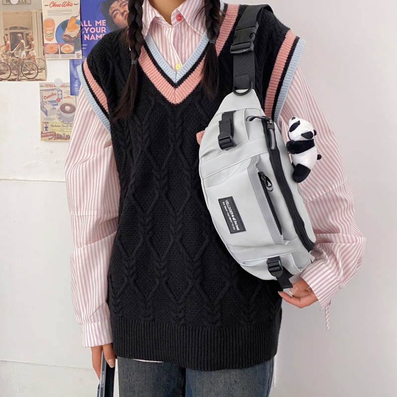 Мъжка гръдна чанта – найлон, дишаща, солиден модел, подплата полиестер, подходяща за свободно време