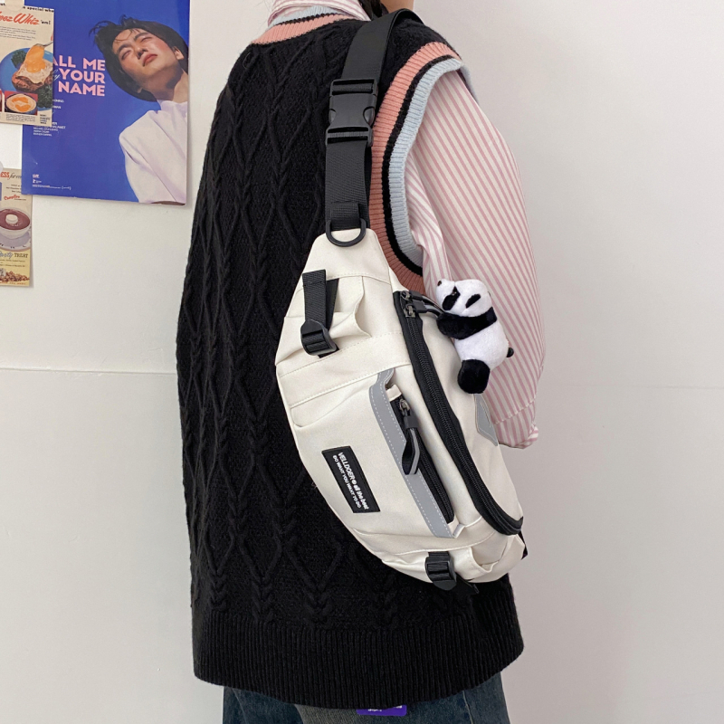 Мъжка гръдна чанта – найлон, дишаща, солиден модел, подплата полиестер, подходяща за свободно време