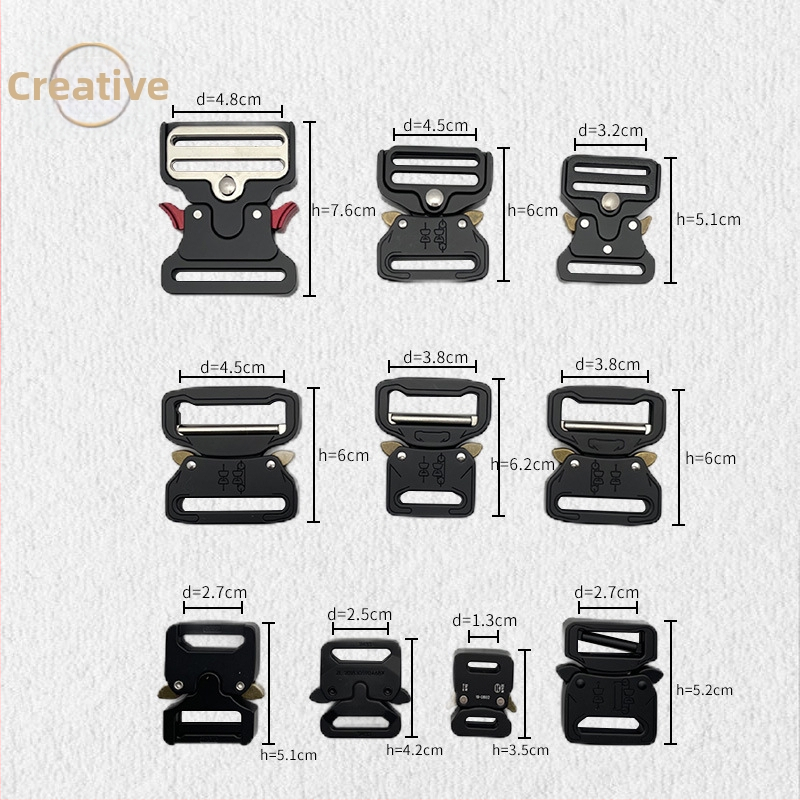 Taktická spona na opasok zo zinkovej zliatiny, vysoká pevnosť, odolná voči opotrebeniu, nastaviteľná pre webbing popruhy