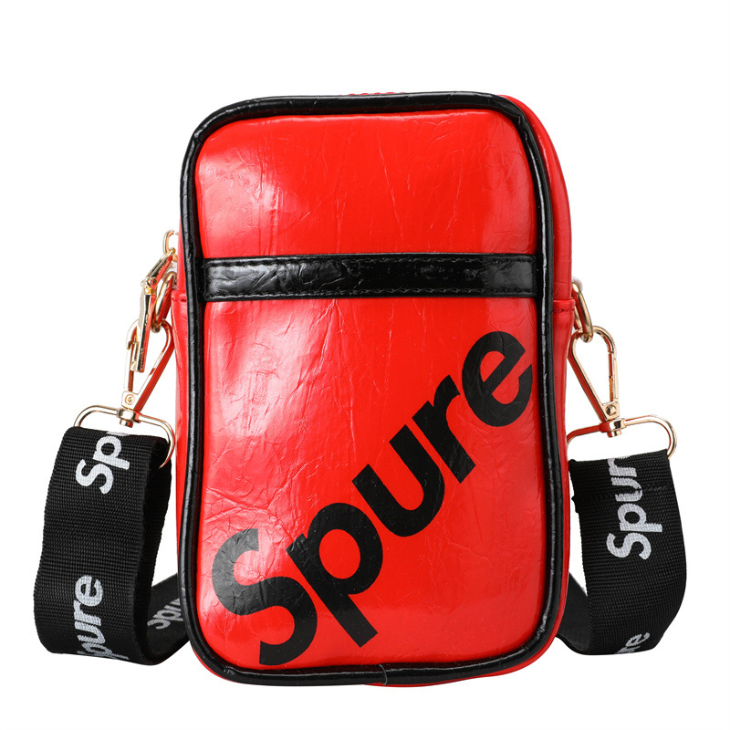 Dječja mini crossbody torbica s sjajnim završetkom, ultra lagana PU konstrukcija, uzorak s slovima, za svakodnevnu upotrebu