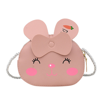 Dječja mini crossbody torbica s motivom zeca, PU koža, zatvarač, otporna na habanje i zaštita od krađe, s jednim naramenicom