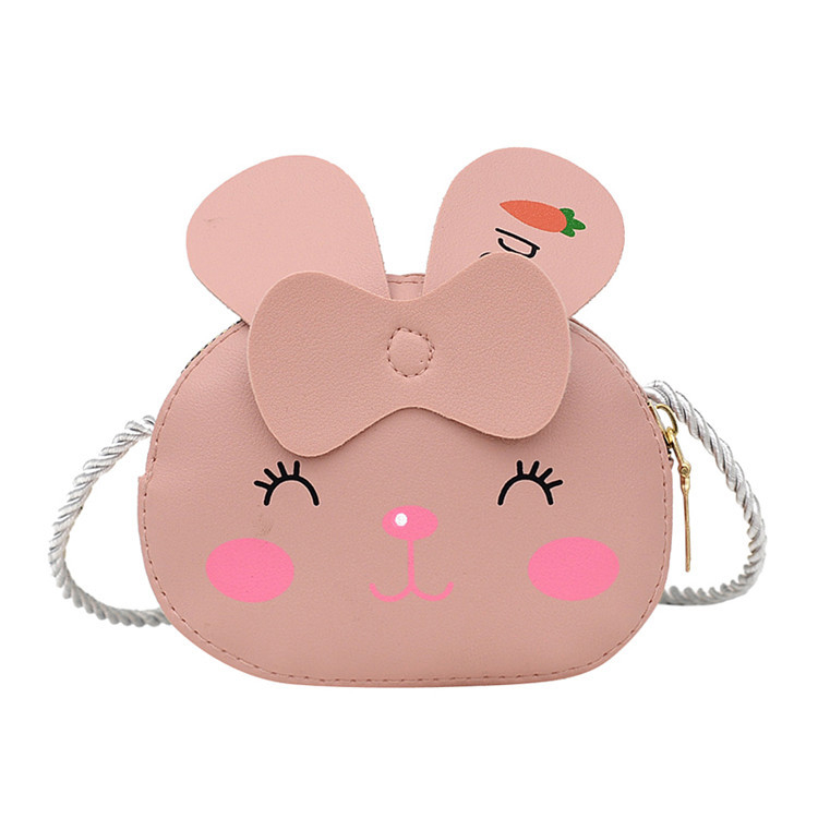 Dječja mini crossbody torbica s motivom zeca, PU koža, zatvarač, otporna na habanje i zaštita od krađe, s jednim naramenicom