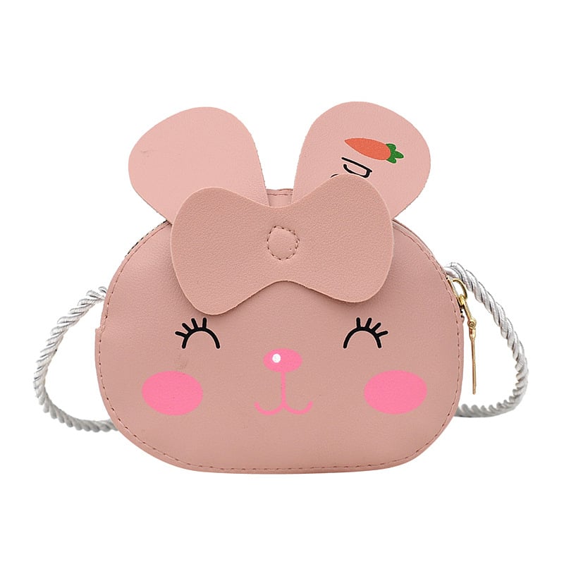 Dječja mini crossbody torbica s motivom zeca, PU koža, zatvarač, otporna na habanje i zaštita od krađe, s jednim naramenicom
