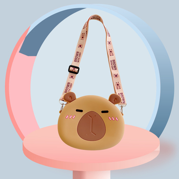 Dječja silikonska crossbody torbica s motivom kapibare — anime uzorak, za osnovnu školu
